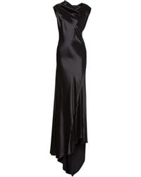 Alberta Ferretti - Satin Long Dress - Lyst