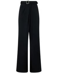 Alberta Ferretti - Belted Pleated Straight Trousers - Lyst