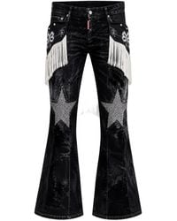 DSquared² - Vaqueros Con Parche De Estrella Y Detalle De Flecos - Lyst