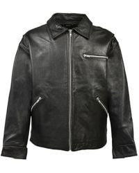 BREATH - Grunge Zip-Up Grained Leather Jacket - Lyst