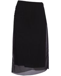Prada - Semi-sheer Midi Pencil Skirt - Lyst