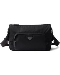 Prada - Large Re-Nylon And Leather Messenger Bag - Lyst