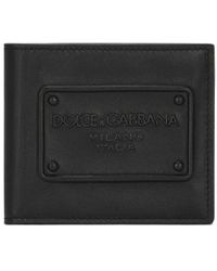 Dolce & Gabbana - Porte-cartes noir en cuir de veau à plaque à logo - Lyst