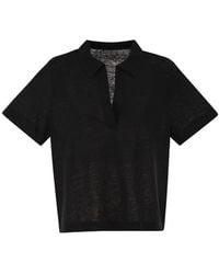 Majestic Filatures - Cropped V-Neck Polo Shirt - Lyst