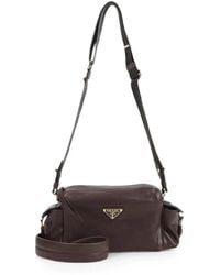 Prada - Logo-Plaque Calf Leather Shoulder Bag - Lyst