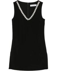 Self-Portrait - Crepe Crystal Trim Mini Dress - Lyst