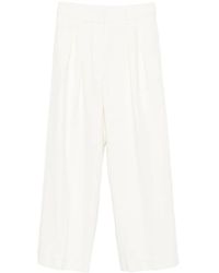 forte_forte - Pleated Cotton Trousers - Lyst