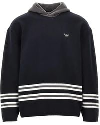 Emporio Armani - Logo-Embroidered Striped Hoodie - Lyst