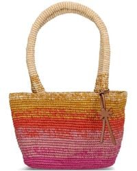 Manebí - Sac Porté Épaule Panier Médium En Raphia - Lyst