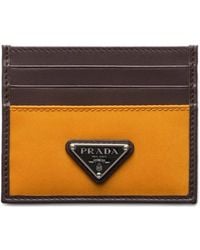 Prada - Triangle-Logo Leather Card Holder - Lyst