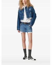 Miu Miu - Contrast Hem Denim Jacket - Lyst