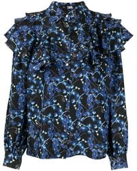 KARL LAGERFELD - Orchid Print Silk Shirt - Lyst