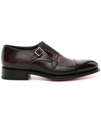 Santoni - Double-buckle Leather Loafers - Lyst