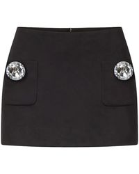 Area - Crystal-Embellished Wool Mini Skirt - Lyst