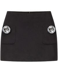 Area - Crystal-Embellished Wool Mini Skirt - Lyst