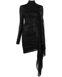 Mugler - Draped-design Long-sleeve Minidress - Lyst