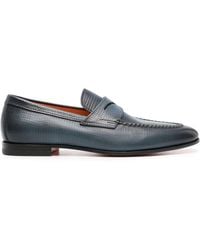 Santoni - Textured Leather Penny Loafers - Lyst