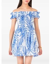 Poupette - Floral-Print Off-Shoulder Mini Dress - Lyst