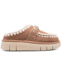 Mou - Logo-Appliqué Suede Mules - Lyst