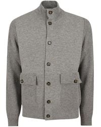Lardini - Ribbed-Knit Panel Jacket - Lyst