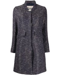 Herno Manteau en tweed à fermeture dissimulée - Bleu