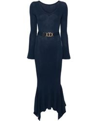 Twinset - Midikleid Mit Gürtel Und Rüschen - Lyst