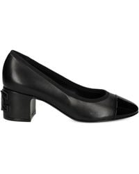 Casadei - 55Mm Block-Heel Cap-Toe Pumps - Lyst