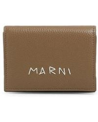 Marni - Logo-Embroidered Leather Wallet - Lyst