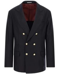 Brunello Cucinelli - Double-Breasted Virgin Wool Blazer - Lyst
