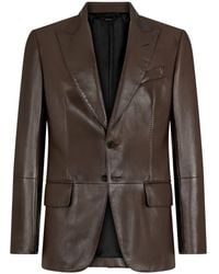 Tom Ford - Single-breasted Leather Blazer - Lyst