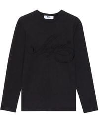 MSGM - Embroidered-Logo Long-Sleeve T-Shirt - Lyst