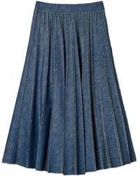 Twinset - Pleated Denim Skirt - Lyst