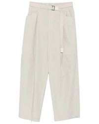 Sacai - Belted Pleated Trousers - Lyst