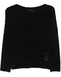 Alpha Studio - Pull En Maille Ajourée À Col Bateau - Lyst