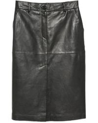 P.A.R.O.S.H. - Panelled Leather Midi Skirt - Lyst