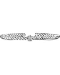 David Yurman - Sterling Cable Flex Station Diamond Bangle - Lyst