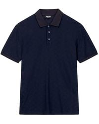 Giorgio Armani - Geometric-Patterned Short-Sleeved Polo Shirt - Lyst