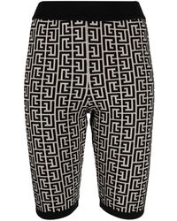 Balmain - Monogram-print Knitted Shorts - Lyst