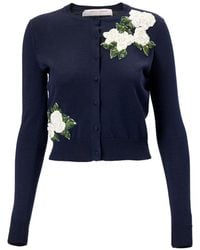 Carolina Herrera - Floral-Embroidered Sequin-Embellished Cardigan - Lyst
