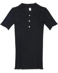 Baserange - Omato Ribbed-Knit Polo T-Shirt - Lyst