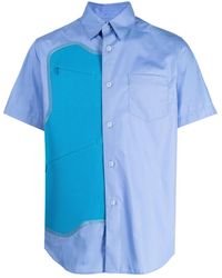 Fumito Ganryu - Mesh-Panel Short-Sleeve Shirt - Lyst
