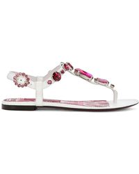 Dolce & Gabbana - Majolica-print Crystal-embellished Sandals - Lyst