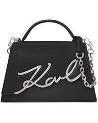 KARL LAGERFELD - Medium K/Signature Leather Cross Body Bag - Lyst