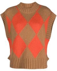 La DoubleJ - Argyle-print Knitted Vest - Lyst