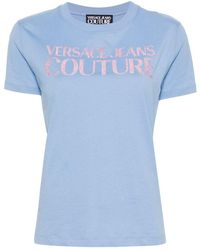 Versace - Camiseta con logo de purpurina - Lyst