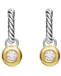 David Yurman - Pendientes Petite Cable de 17.5 mm en oro amarillo de 14 ct y plata de ley con diamantes - Lyst