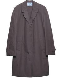 Prada - Manteau À Simple Boutonnage En Popeline - Lyst