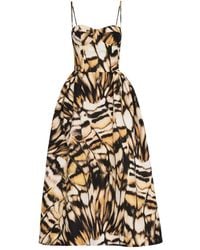 Oscar de la Renta - Vestido midi de seda - Lyst