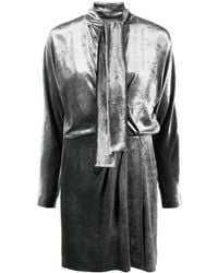 Alberta Ferretti - V-Neck Velvet Minidress - Lyst