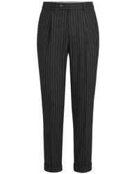Brunello Cucinelli - Virgin Wool And Cashmere Chalk Stripe Flannel Trousers With Pleat - Lyst